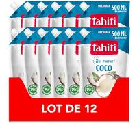 TAHITI - Gel Douche Parfum 8h - Recharge Coco - Formule à base d'ingédients d'origine naturelle - Neutre pour la peau - Lot de 12 x 500 ml