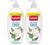 TAHITI - Gel Douche Parfum Coco - Parfum Exotique 8h - Extrait de Coco Bio - Hydratation Naturelle - Grand Format Pompe 700ml (Lot de 2)