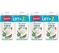 TAHITI - Gel Douche Parfum Coco - Parfum Exotique 8h - Extrait de Coco Bio - Hydratation Naturelle - Lot de 4 x 250ml