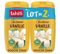 TAHITI - Gel Douche Parfum Vanille - Parfum Gourmand 8h - Extrait de Vanille Bio - Hydratation Naturelle - Lot de 2 x 250ml