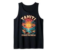 Tahiti Polynésie Française, Coucher de Soleil Tropical Palmier et Océan Débardeur