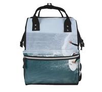 Tahiti Sac à langer imprimé plage sac à dos bébé sacs à langer pour maman papa, sac à dos à langer imperméable sac à dos multifonction sac de voyage, Surfer sur les vagues de la mer, One Size, Sac à
