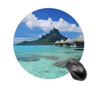 Tahiti Tapis de souris rond amusant en caoutchouc antidérapant pour ordinateur portable 19,8 x 20,8 cm pour bureau et maison