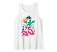 Tahiti, Voyage rétro Amusant sur l'île et Cyclisme Cool des Oiseaux Débardeur