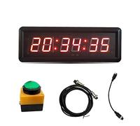 TAHTOY Compte à rebours à 6 Chiffres avec Bouton chronomètre, minuteur d'intervalle de Remise en Forme, Horloge Murale numérique à LED, idéal for Les Accessoires de variétés, la Salle de Sport.
