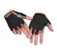 TAHUAON Gants de gym unisexe demi-doigts pour canoë, planche à voile, gym, voile, sangle de poignet réglable (ordinaire-noir, orange XL)