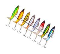 TAHUAON Whopper Plopper Lot de 8 leurres de pêche flottants avec yeux 3D