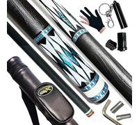 Tai ba cues Bâton de queue de billard en fibre de carbone + étui rigide, système multi-poids, pointe en cuir multicouche de 12,5 mm, poids réglable (538,6 à 595,3 g), 147,3 cm, bâton de billard