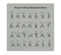 Tai Chi Exercise 24 Forms Poster Canvas Wall Art Chinese Martial Art Meditation Guide Wellness Home Office Decor(Unframed,08x12inch(20x30cm))