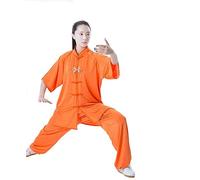 Tai Chi Femme，Homme Tai Chi Vêtements Femmes Hommes Confortable Respirant Tai Chi Uniforme Couleur Unie Lâche Polyester Kungfu Vêtements Arts Martiaux Vêtements,Orange-XX-Large