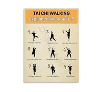 Tai Chi Movements Chart for Senior Beginners Canvas Wall Art Print for Home Gym Decor(Framed,12x18inch(30x45cm))