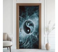 Tai Chi Sticker Mural, Yin Yang Autocollants De Porte Muraux Décoration Poster Murale, Style Chinois Stickers de Porte Imperméable Vinyle 80x200 cm