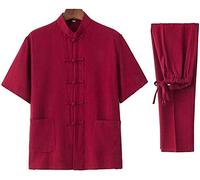 Tai Chi Uniforme Lin - Arts Martiaux Ensembles Chinois Traditionnel Hommes Femmes Vêtements Shaolin Kung Fu Wing Chun Taekwondo Coton Vêtements D'entraînement,Winered-XXXXL