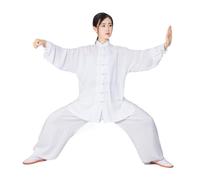 Tai Chi Vêtements Uniforme de Tai Chi en coton, vêtements de Wushu et de Kung Fu for adultes, costume d'arts martiaux, costume de Wing Chun, costume de performance de Taichi Tang(White,S(160cm))