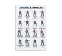 Tai Chi Workout Poster Chair Exercise Chart Wall Art for Home Office Gym Studio Decor(Unframed,16X24inch(40X60cm))