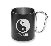 Tai Chi Yin Yang Balance Arts Martiaux Tasse en Métal Poignée Mousqueton Tasse Camping Mug