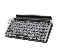 Taiahiro - Clavier mécanique rétro de type machine à écrire avec Bluetooth 5.0, rétroéclairage LED, claviers d'ordinateur de bureau avec interrupteurs bleus, 83 touches, design vintage, noir