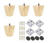 TAIANJI 4 Pièces Pied Meuble Bois Pied Meuble Pied Canapé, Pied pour Canapé pour Commode Tables Couch Chair Ottoman Cabinet Etc avec Vis et Plaques de Montage