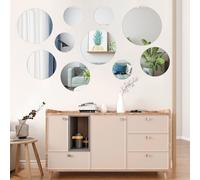 TAIANJI Lot de 10 miroirs ronds autocollants HD en acrylique à coller 4 tailles pour décoration murale de salle de bain armoire