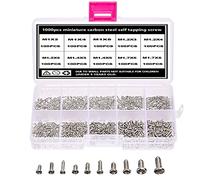 TAIANJI Lot de 1000 mini vis autotaraudeuses - Petites vis argentées - M1 M1,2 M1,4 M1,7 - Pour lunettes, montres, téléphones, appareils photo, ordinateurs portables, etc