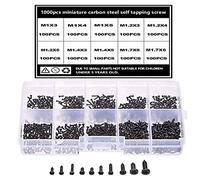 TAIANJI Lot de 1000 mini vis autotaraudeuses - Petites vis noires - Micro M1 M1.2 M1.4 M1.7 - Pour lunettes, montres, téléphones, appareils photo, ordinateurs portables, etc.