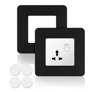 TAIANJI Lot de 2 cache-interrupteurs noirs - 8,6 x 8,6 cm - Décollez et collez - Décorateur - Poli - Double plaque murale