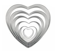 TAIANJI Lot de 6 emporte-pièces en forme de cœur en acier inoxydable pour pâtisserie, biscuits, décoration de gâteaux avec caramel