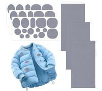 TAIANJI Lot de 6 feuilles de rustines de réparation en nylon pour doudoune, 48 pièces de rustines autocollantes imperméables pour doudoune, vêtements d'extérieur (gris)