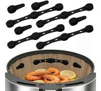 TAIANJI Lot de 8 aimants pour papier sulfurisé Airfryer - Accessoires en silicone réutilisables - Pour éviter le papier sulfurisé de couverture des aliments - Noir