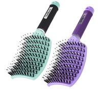 TaiBest Ensemble de brosses à cheveux en poils de sanglier - Brosse à cheveux secs/humides pour cheveux fins, épais, bouclés - Brosse à cheveux incurvée et ventilée pour femmes, hommes ou enfants