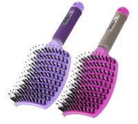 TaiBest Ensemble de brosses à cheveux en poils de sanglier - Brosse à cheveux secs/humides pour cheveux fins, épais, bouclés - Brosse à cheveux incurvée et ventilée pour femmes, hommes ou enfants
