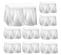 TAICHEUT Lot de 10 jupes de table jetables en plastique blanc de 73 cm x 4,3 m pour cuisine, fête, mariage et pique-nique