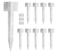 TAICHEUT Lot de 10 supports de traverses de chemin de fer, piquets de fixation en métal argenté, 41,5 x 11,5 cm, pour clôture de jardin, lit de plantation, mur de soutènement, bord d'allée