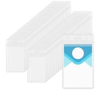 TAICHEUT Lot de 100 porte-badges verticaux double face en plastique transparent étanche avec fente pour cordon pour la maison, le bureau
