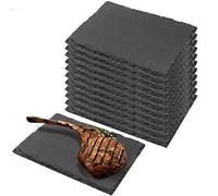 TAICHEUT Lot de 12 planches à fromage en ardoise noire de 22,9 x 15,2 cm pour aliments, sushis, steak et charcuterie