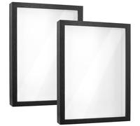 TAICHEUT Lot de 2 cadres photo 3D A4 pour présentation de fleurs séchées, photos, cartes postales, travaux manuels - Noir - 21 x 29,7 x 3 cm