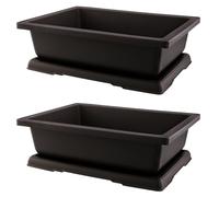 TAICHEUT Lot de 2 pots d'entraînement rectangulaires en polypropylène de 35,6 cm avec plateaux, pour intérieur et extérieur