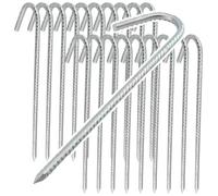 TAICHEUT Lot de 20 piquets d'ancrage au Sol argentés de 40 cm, piquets métalliques en J, piquets de Camping Robustes pour Jardin, Camping, tentes, Trampoline, balançoire