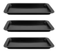 TAICHEUT Lot de 3 plaques de cuisson rectangulaires en acier au carbone - 33 x 23 x 2 cm - Anti-adhésives - Pour barbecue, viande, légumes, pains, gâteaux