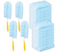 TAICHEUT Lot de 40 recharges de plumeau compatibles avec Flash Swiffer aimant anti-poussière avec 4 poignées, kit de dépoussiérage robuste à 360 degrés avec 4 microfibres pour stores, étagères