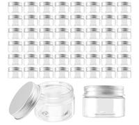 TAICHEUT Lot de 50 bocaux en plastique transparent de 30 ml avec couvercles à vis en aluminium, petits pots vides pour échantillons artisanaux, bonbons, maquillage