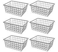 TAICHEUT Lot de 6 paniers de rangement multifonctionnels en fer pour cuisine, salle de bain, chambre à coucher, salon, armoire, 28 x 22 x 12 cm, noir