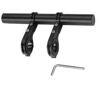 Taicols 20cm Support Guidon Lampe de Vélo Extenseur Rallonge de Guidon de Vélo en Alliage d'Aluminium Prolongateur de Guidon de Vélo Support de Lampe de Poche avec Clé Allen, Noir