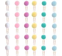 Taicols 30 Pièces Marque Page en Peluche Trombones De Couleur pour La Décoration Ou Le Marquage DIY, 6 Couleurs Trombones Signets Ensemble De Papeterie Fantaisie Pompons