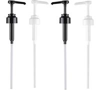 Taicols 4 Pièces Distributeur Sirop Pompe Buse de Bouteille de Sirop Pompe de Rechange Cap Bouteille de sirop Buse pour Bouteille de Jus Distributeur Pompe,Sauce Aux Huîtres Noir, Noir et Blanc