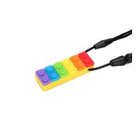 Taidda Anneau de Dentition en Silicone en Forme de Bloc de Construction, Collier Pendentif étanche pour L'autisme et le TDAH, Bleu (Anneau de dentition blocs de construction #15)