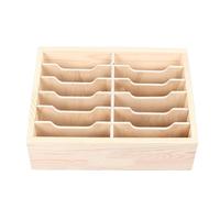 Taidda Boîte de Téléphone Portable en Bois, Support de Bureau à 12 Compartiments pour Salle de Classe, Bureau, étui de Rangement en Bois de Pin pour Ciseaux, Crayons, Stylos, 8,27 X 5,91 X 3,39 Pouces