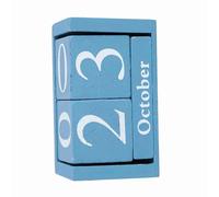 Taidda Calendrier des Blocs pour Le Bureau, Calendrier de Bureau Bloc du de Date d'Affichage Affichage du Perpétuel en Bois Desktop avec des Cubes de en Bois Vintage Bloque d' (Blue)