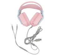 Taidda Casque de Jeu Filaire, Coussinets d'oreille en Mousse à Mémoire de Forme Souple, Bandeau Réglable, Contrôle du Volume Plug and Play, avec Micro Rotatif, pour PC, Ordinateur (Pink)