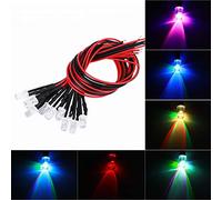 Taidda Diode LED Précâblée Clignotante Multicolore pour L'éclairage Domestique de Bricolage, Kit de Perles de Lumière LED à Tête Ronde de 50 Pièces 12 V 5 Mm pour les Amateurs D'électronique